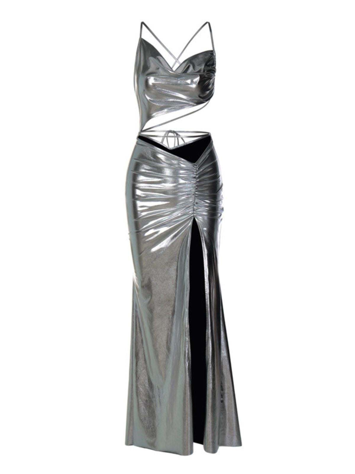 Braylon – Maxikleid mit Cut-outs in Metallic 