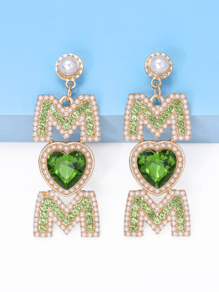 MOM Pearls Rhinestone Earrings