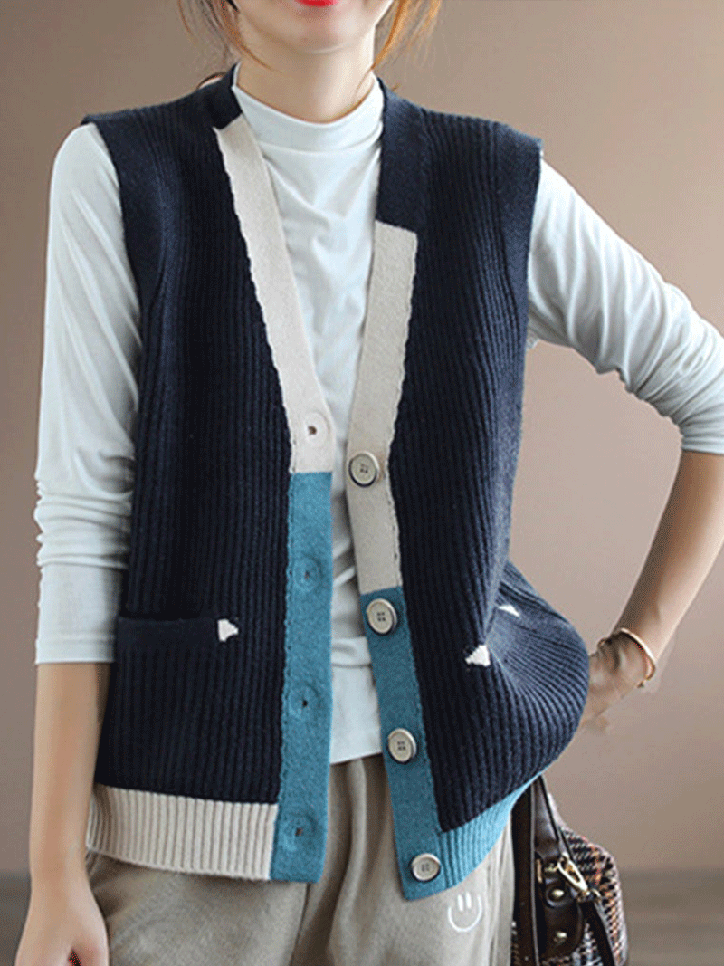 Blue Moon V-Ausschnitt Strickweste Weste Cardigan Pullover