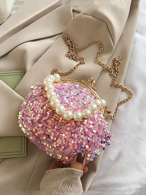 Sequin Pearl Evening Mini Bag