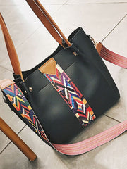 Colorful Strap Bucket Leather Bags
