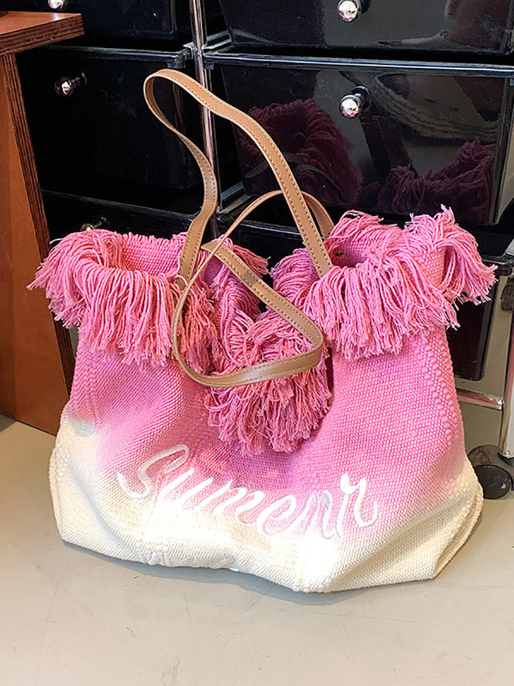 Summer Vibe Tassel Tote Bag