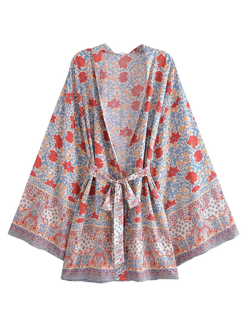 Holding My Heart Cotton Floral Short Kimono Jacket