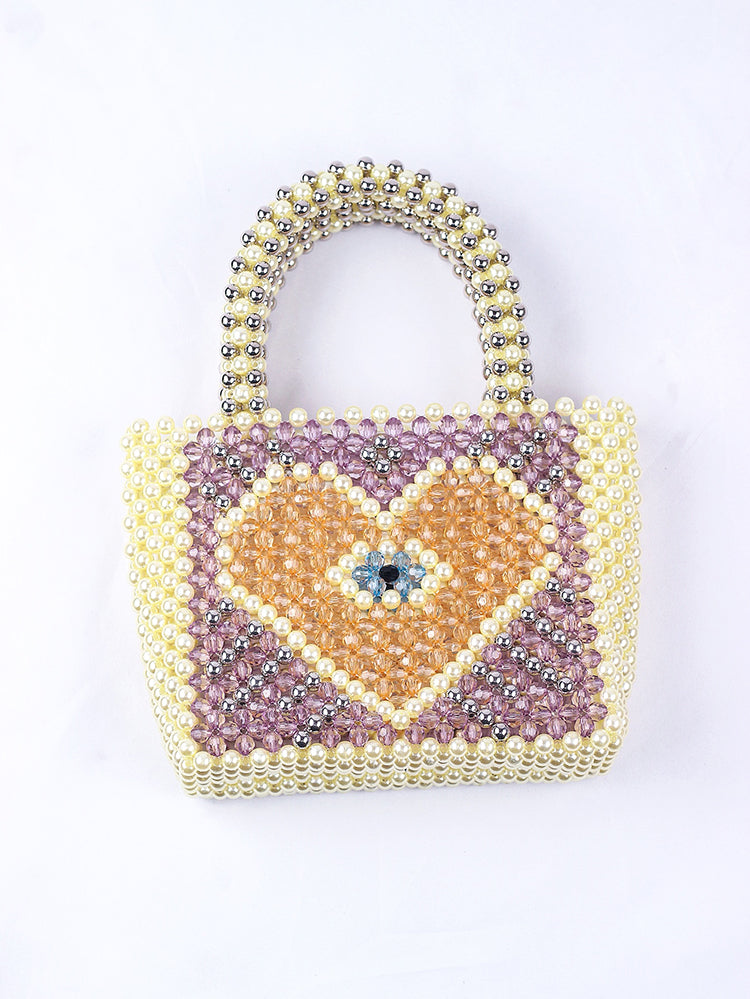 Colorblock Beaded Square Bag