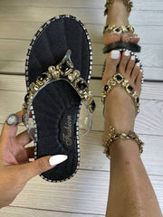 Rhinestone Decor Flip Flops