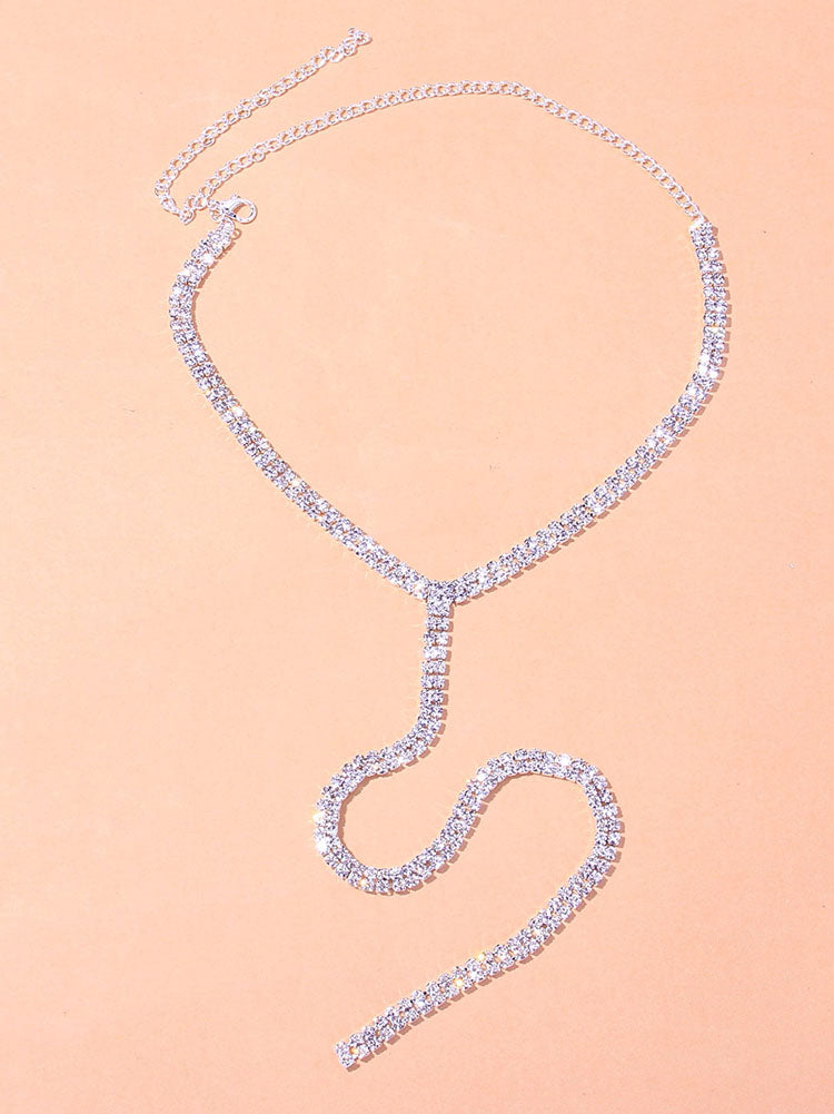 Rhinestone Decor Y Lariat Necklace