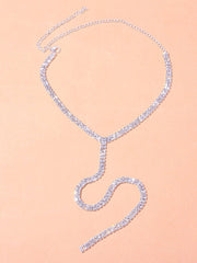 Rhinestone Decor Y Lariat Necklace