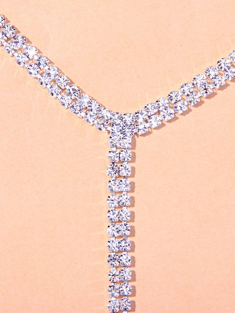 Rhinestone Decor Y Lariat Necklace