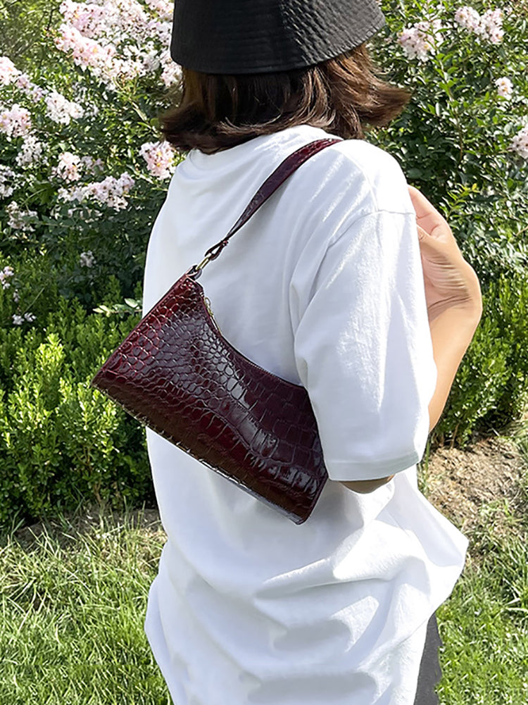 Retro Leather Solid Color Shoulder Bag