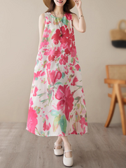 Artistry on Fabric Sleeveles Side Pocket Floral A-Line Dress