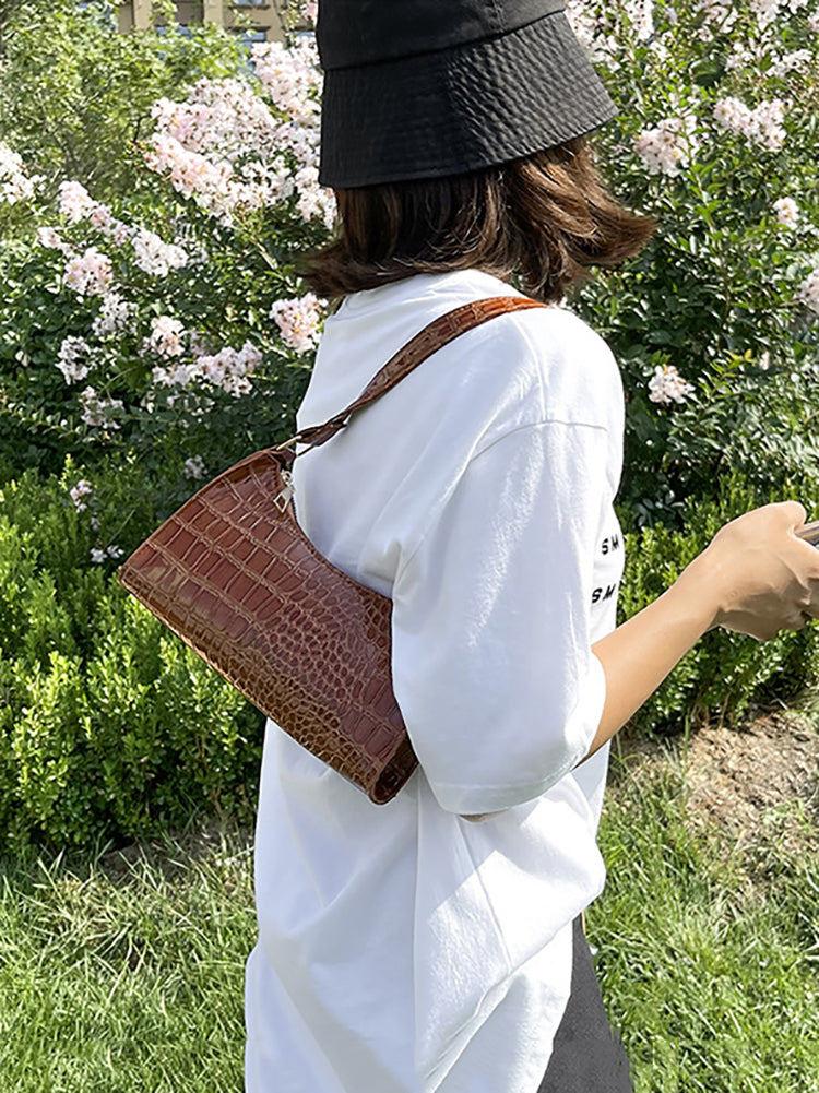 Retro-Umhängetasche aus einfarbigem Leder