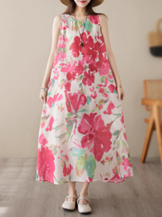 Artistry on Fabric Sleeveles Side Pocket Floral A-Line Dress