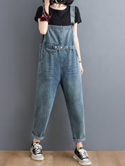 Look Good Denim High Waist Cropped Overall Dungarees