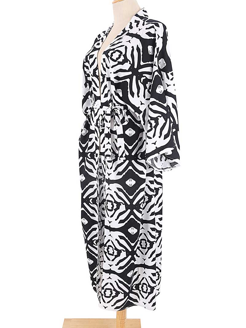 Printed Different Colors Rayon Long Length Gown Kimono Duster Robe