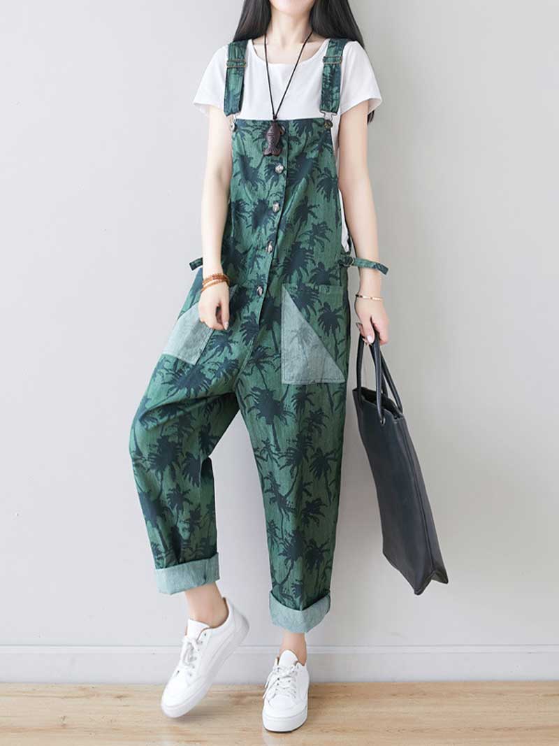 Work Hard Printed Cotton Overall Dungarees