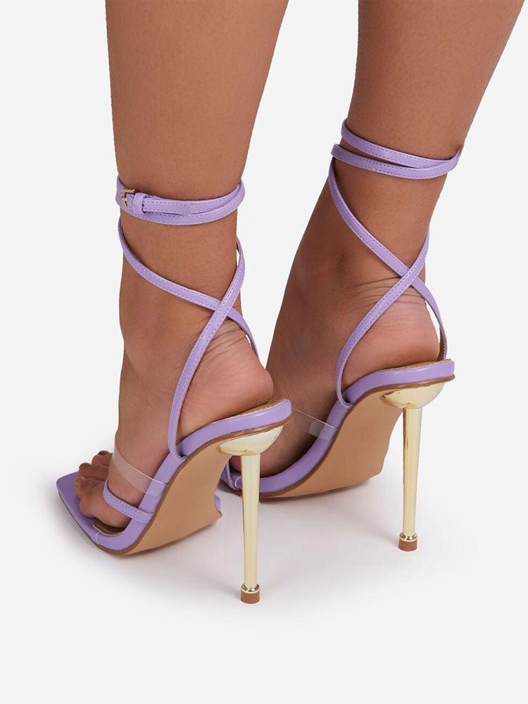 Square Toe Ankle Strap Heels