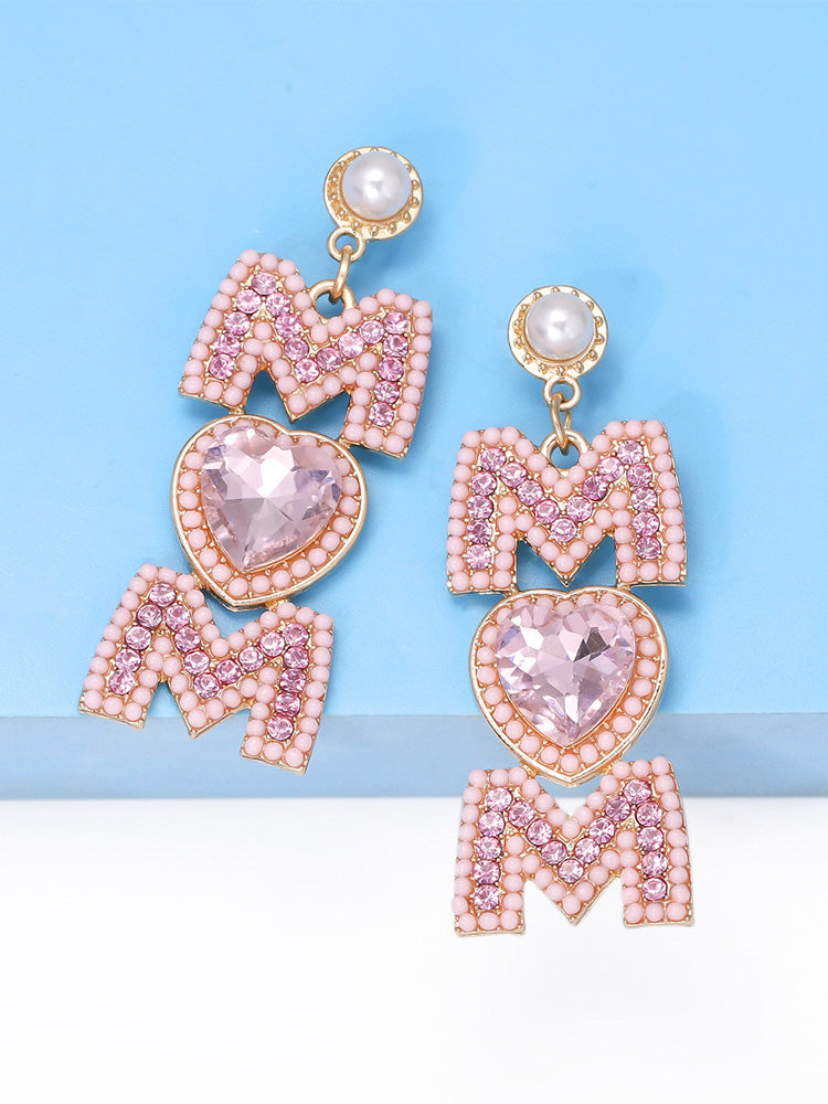 MOM Pearls Rhinestone Earrings
