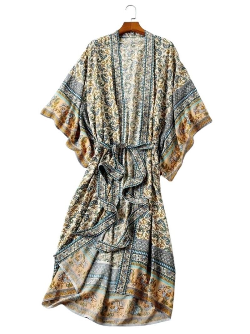 Pebble Beachwear Langes Baumwollkleid Robe Kimono