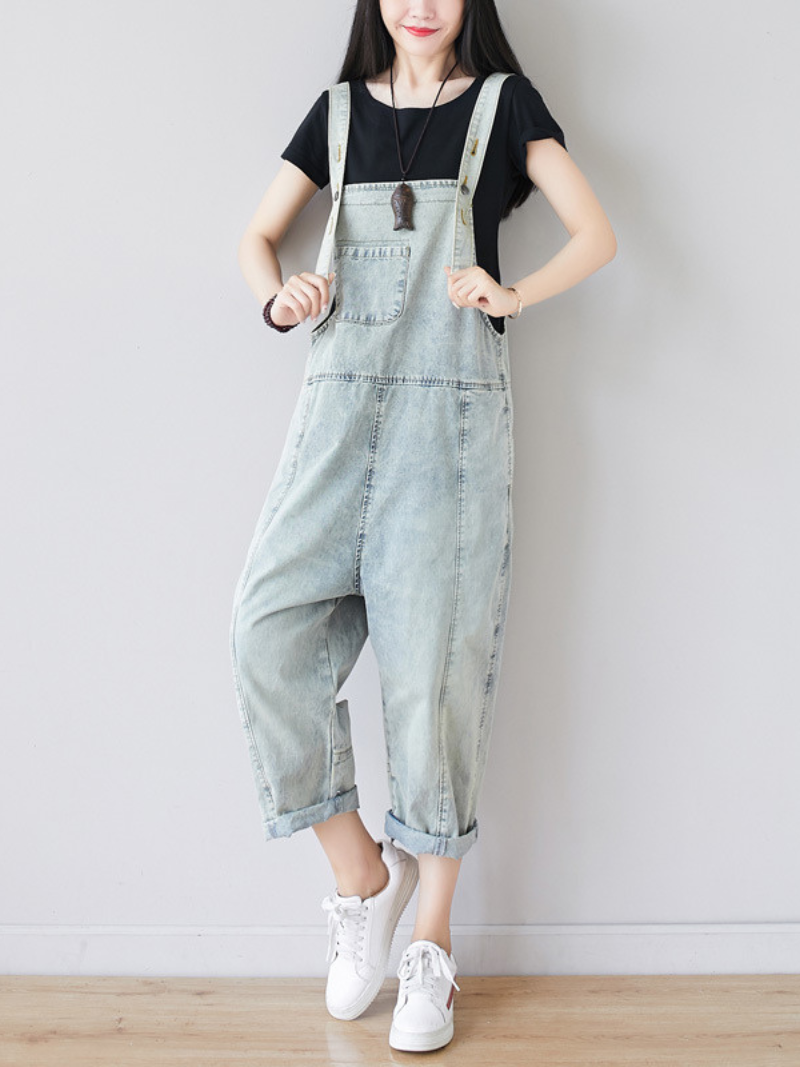 Just My Size Denim Cropped Overall Dungarees