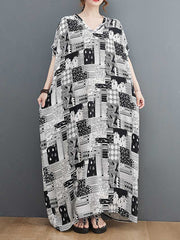 Look At Me Black & White Printed Kaftan Dress