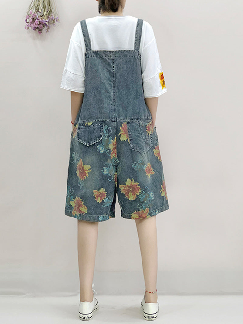 Special Place for You – Jeans-Overall mit Blumenmuster