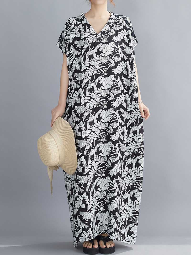 Someone Believe you Leaf Printed Kaftan Dress