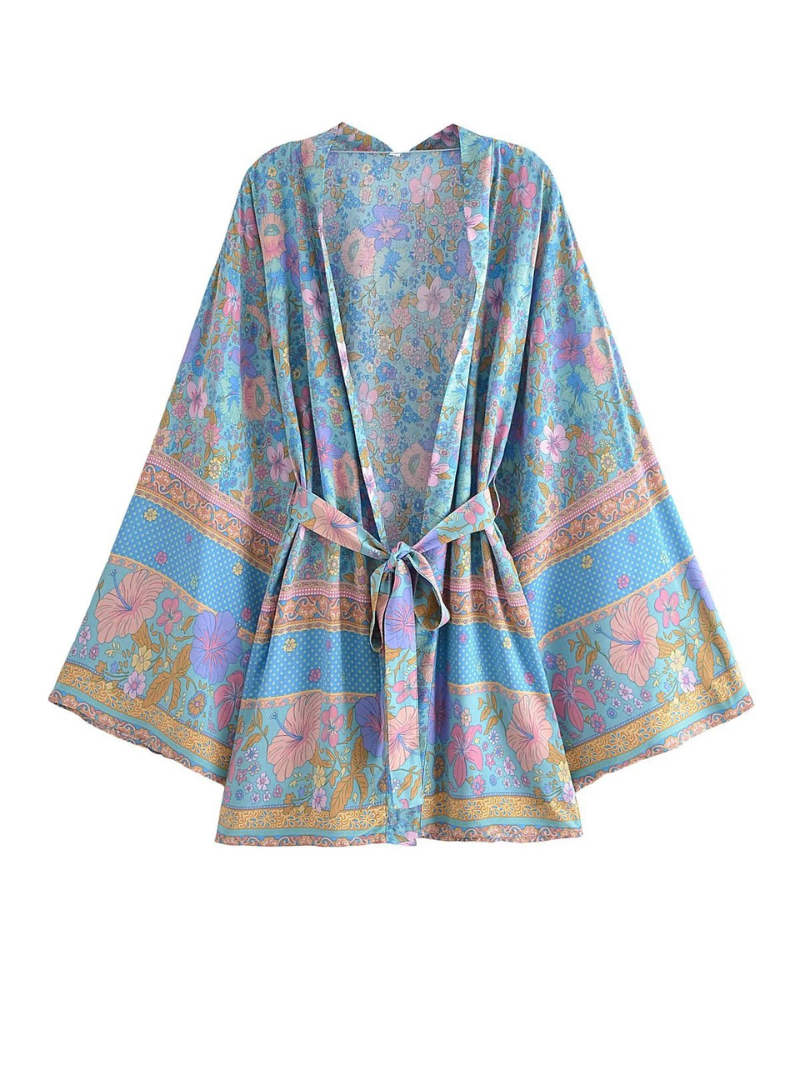 Down To Earth Cotton Floral Short Kimono Jcaket