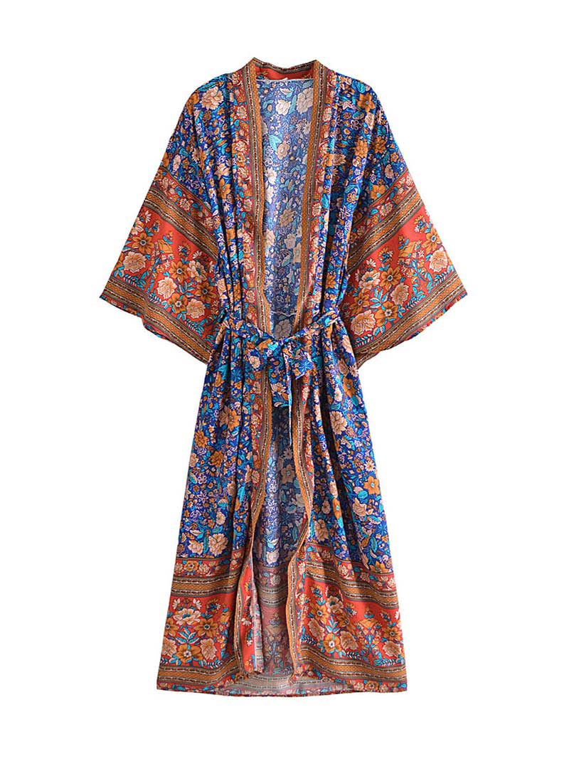 Party Wear Beauty Floral Printed Long Kimono Gown Robe