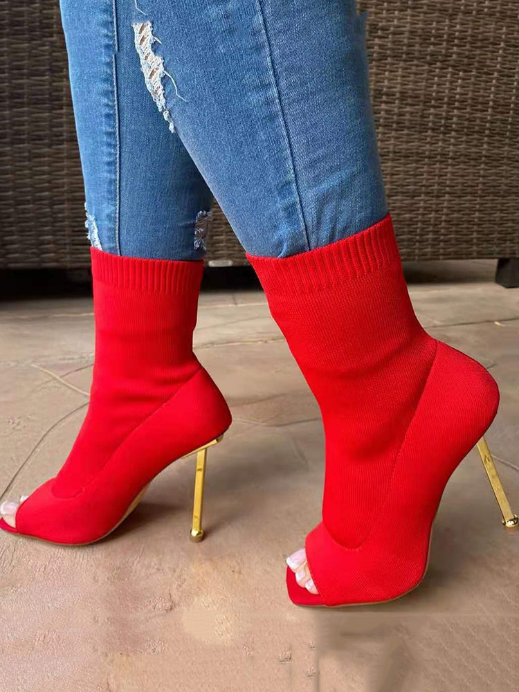 Knitted Peep Toe Booties