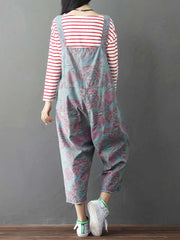 A little Place Printed Denim Overall Dungarees