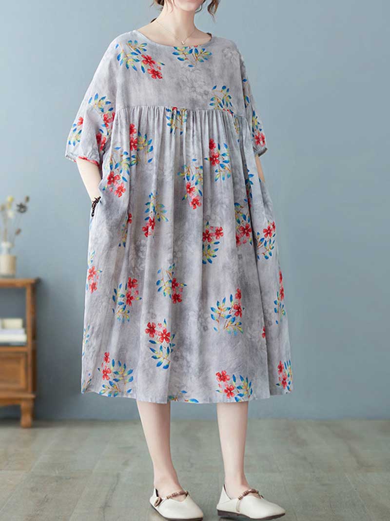 World Around Me Printed Floral Smock Dress