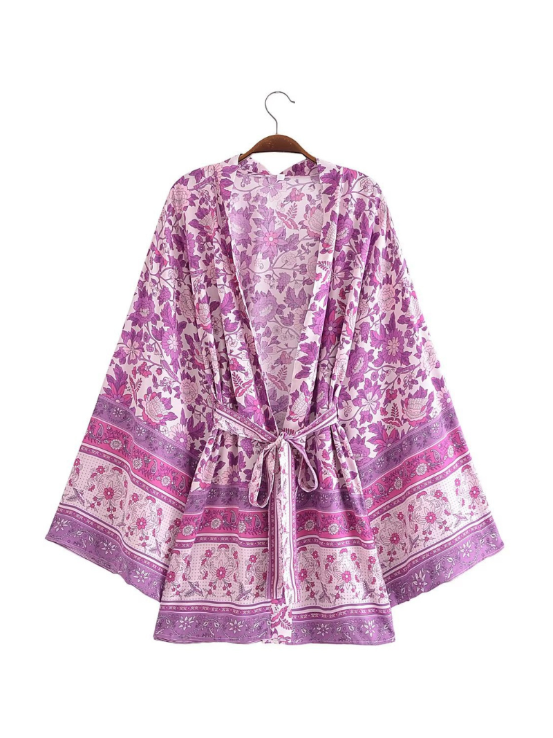 Just My Type Cotton Floral Short Kimono Jacket