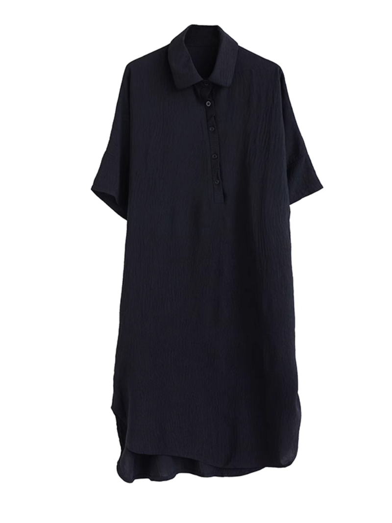 High Quality Solid Color  Shirt Dress