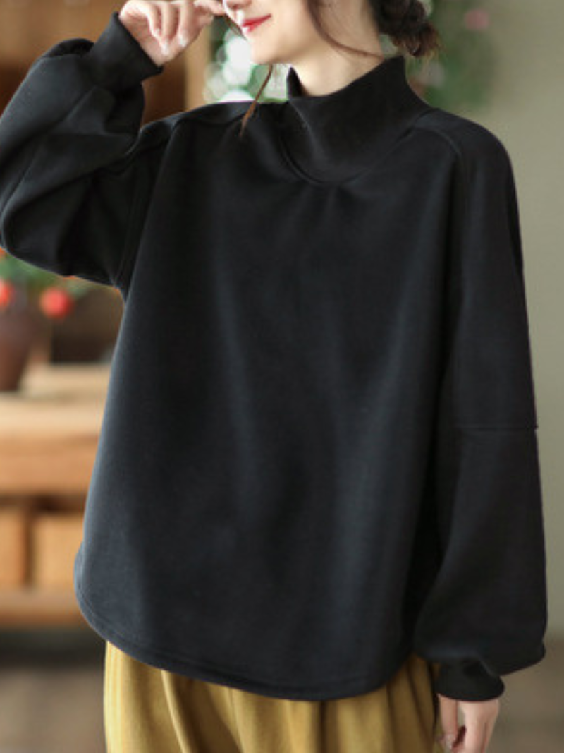 Long sleeves Pullover Plus Fleece Casual Sweater Loose Top