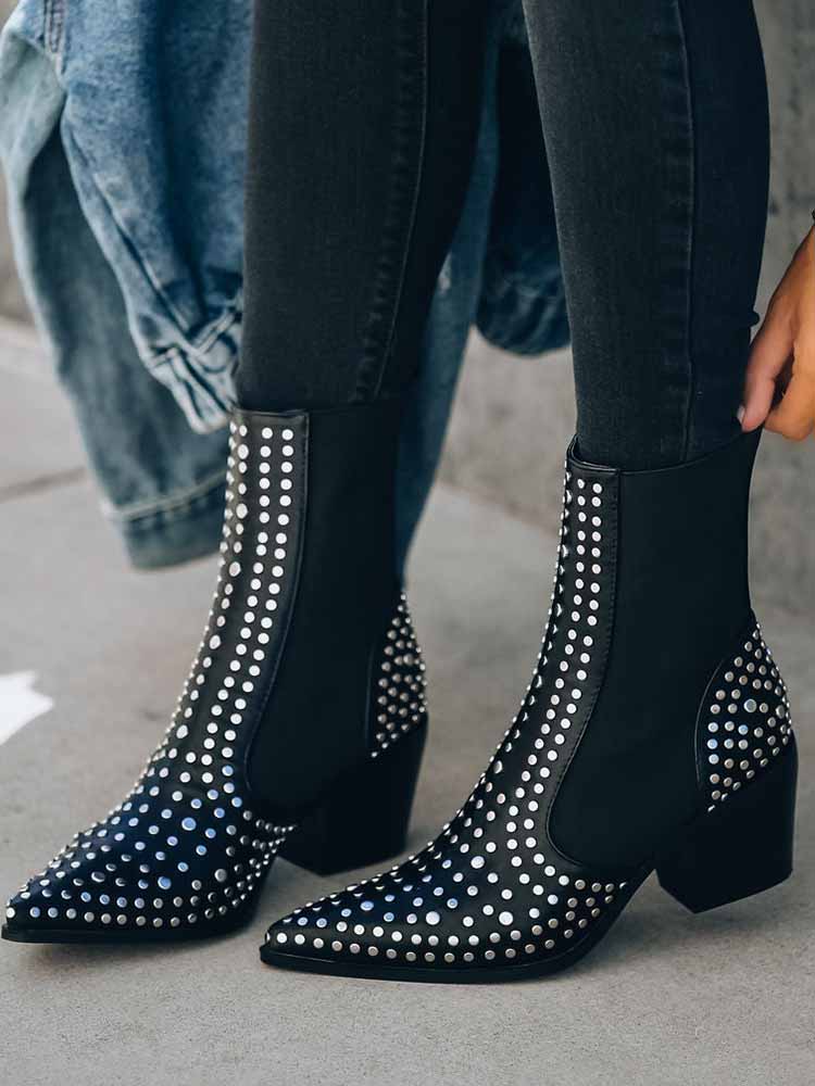 Studded Pointed Toe Booties