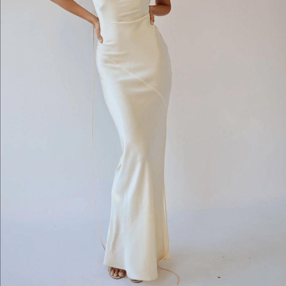 Snowdrop Plunging Back Cowl Maxi Dress