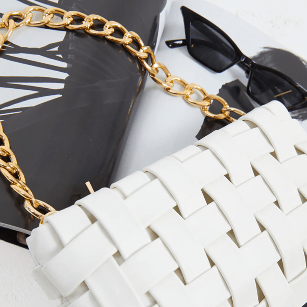Primrose Oversized Weave Gold Chain Shoulder Bag