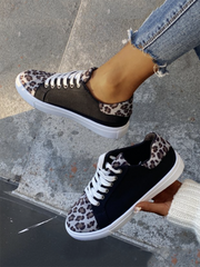 Casual Leopard Print Lace-Up Sneakers