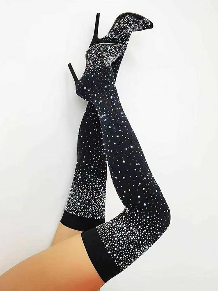 Overknee-Stiefel mit Strass-Dekor