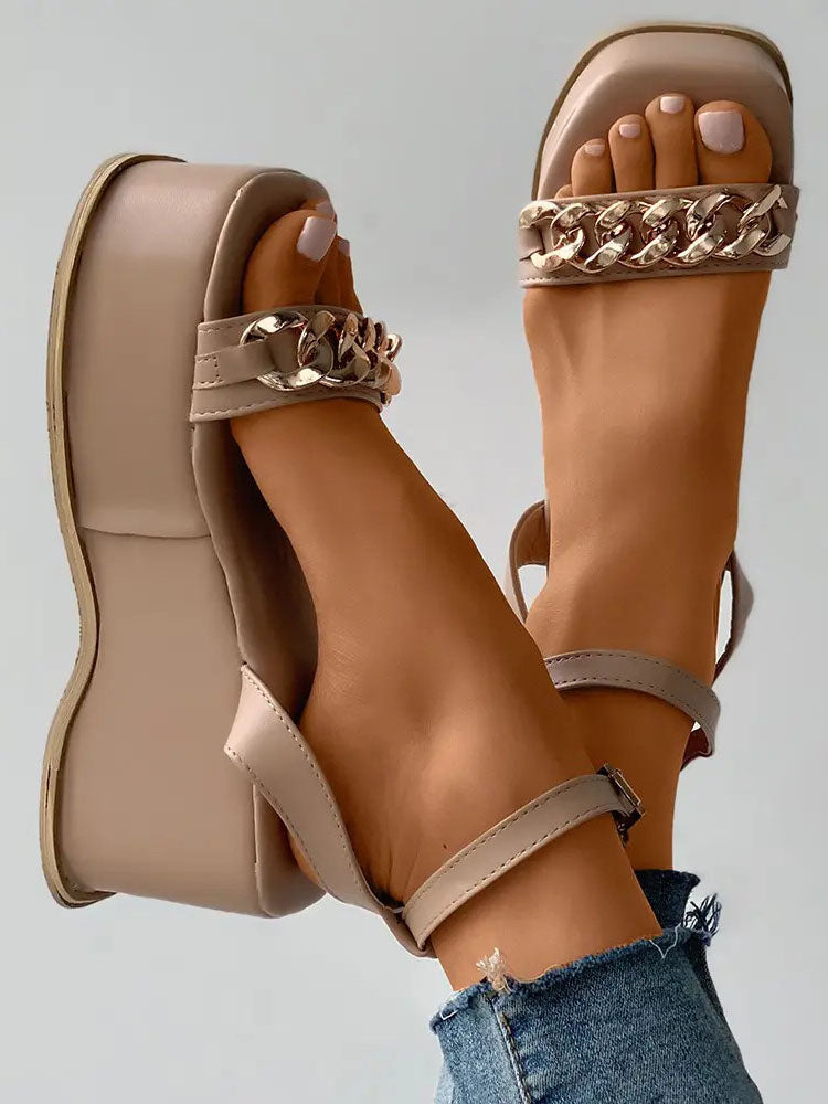 Chain Thick Sole Buckle Sandals