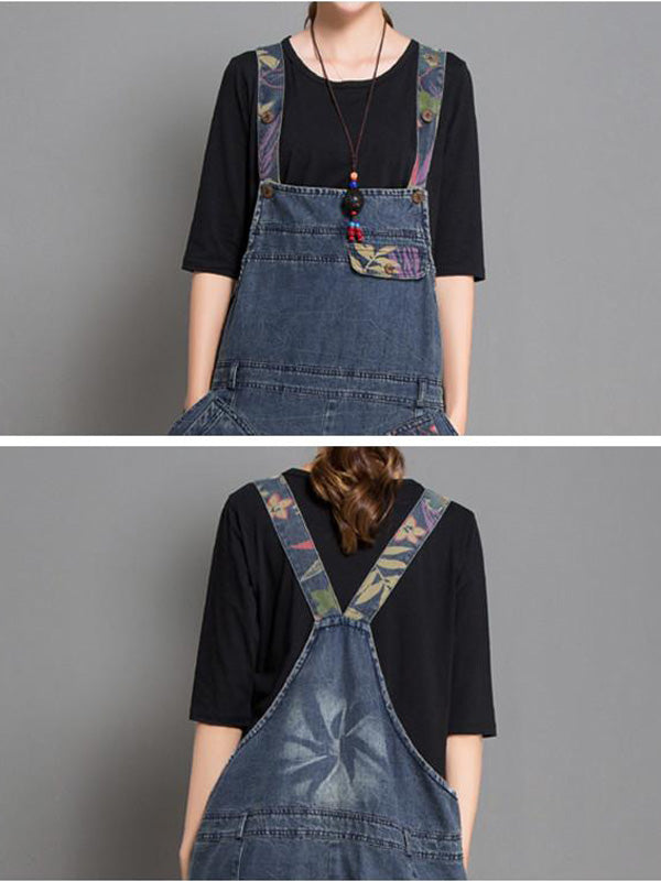 Joy Ethnic Denim Abrasion Overall Dungarees