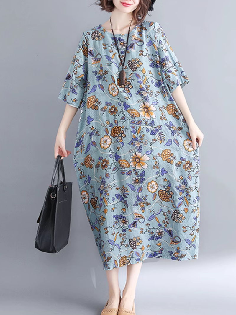 Elegant Floral Mid-length A-Line Dress