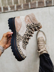 Leopard Lace Up Boots