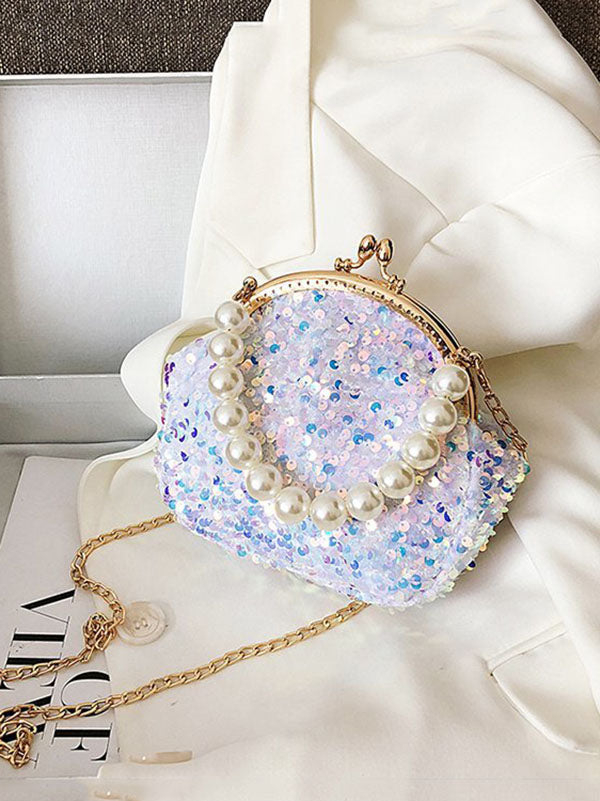 Sequin Pearl Evening Mini Bag