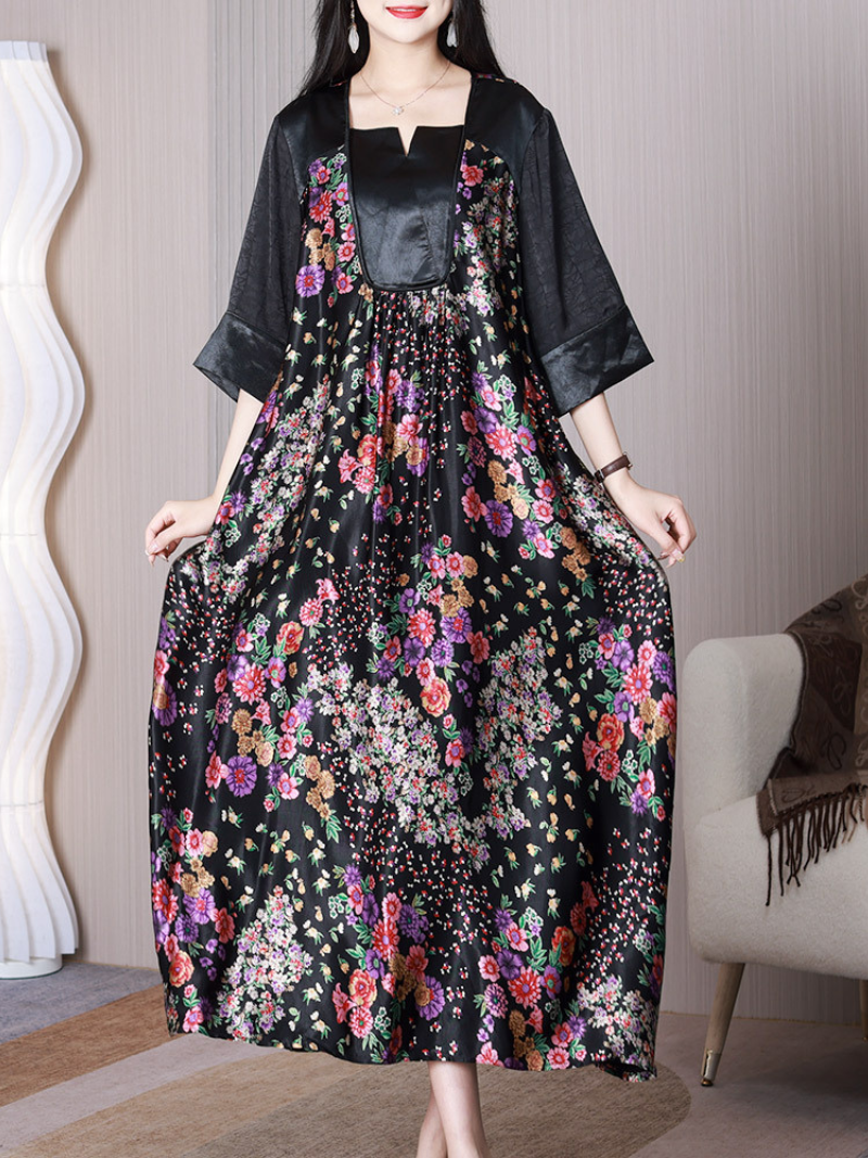 Mad In Love Square Collar Floral A-line Dress