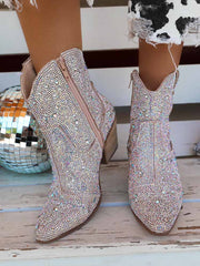 Stiefel mit Strass-Dekor und klobigem Absatz