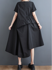 Just My Style Cotton Round Neck Loose A-line Dress