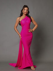 Jade – Rückenfreies Maxikleid in Pink 