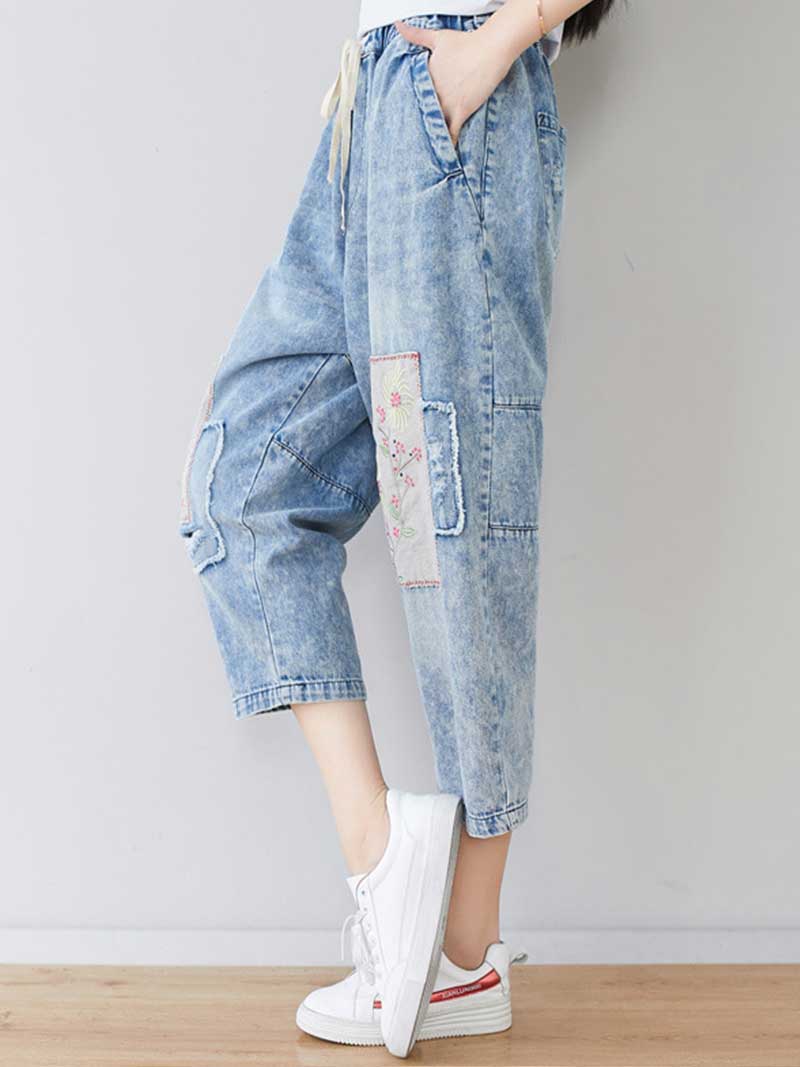 Starry Eyes Denim Baggy Cropped Pant