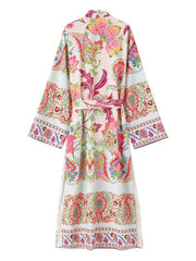 Night Wear Multicolor Floral Kimono Duster Robe